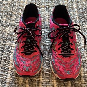 Mizuno Pink and Blue Sneakers with Geometric Design